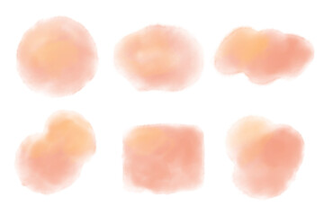 赤色の水彩風にじみイラストセット