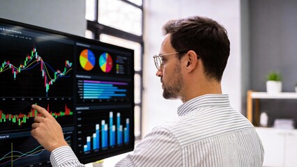 Man analyzing financial data on computer