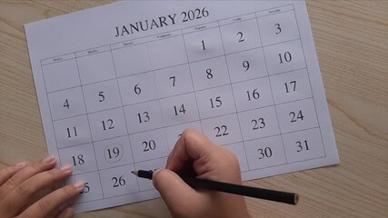 marking 19 January date on the calendar
