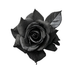 black rose with leaf