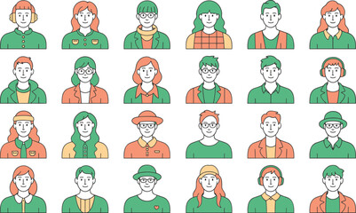 Obraz premium Diverse group of people with green and orange outfits and accessories