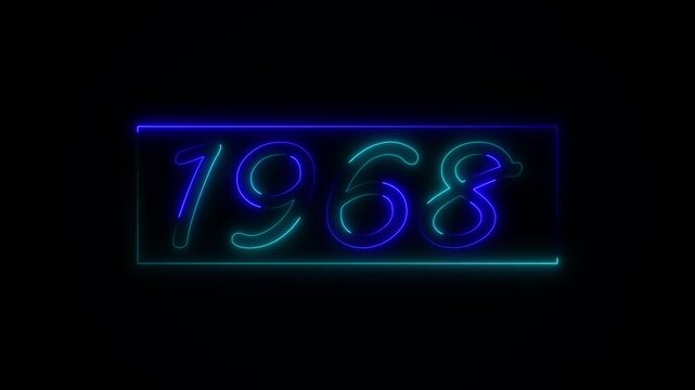 Neon text calendar 1968 Sal animation, glowing neon icon animation .Seamless looping video