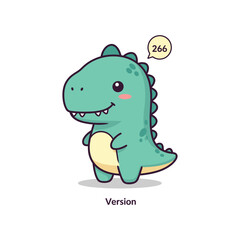 Obraz premium Cute Cartoon Dinosaur Illustration with Version Number