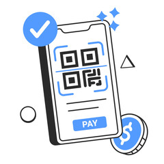 qr code payment  illustration for application design and ecommerce website design needs