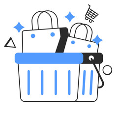 bag on cart  illustration for application design and ecommerce website design needs