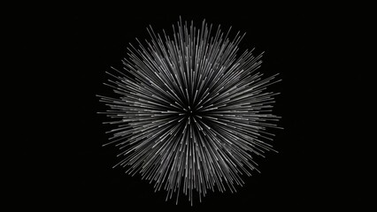 Silver Burst Abstract Star Explosion on Black Background.