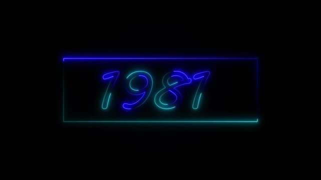 Neon text calendar 1981 Sal animation, glowing neon icon animation .Seamless looping video