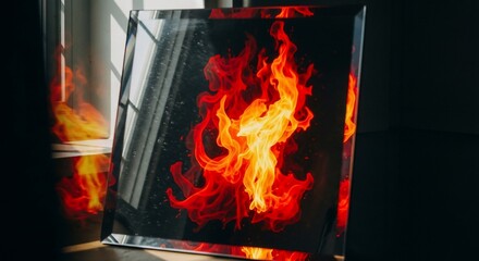 Obraz premium Furnace Fire Burning with Intense Flames.