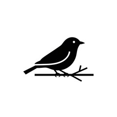Obraz premium A bird perched on a branch, simple illustration, black silhouette, side view, wildlife concept