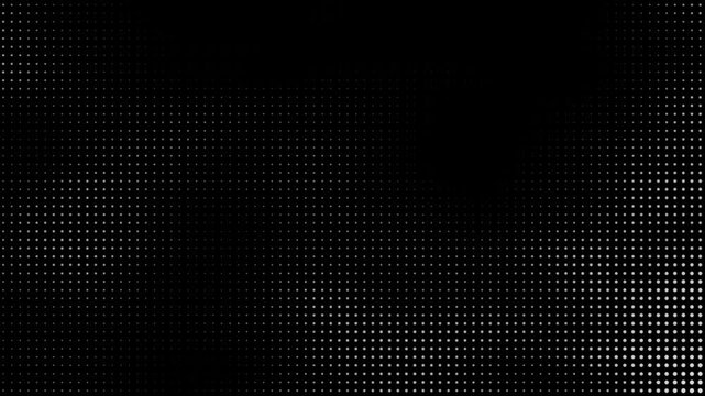 Dynamic White Halftone Dots Abstract Pattern Background.Abstract monochrome halftone dot animation with organic movement. Perfect for pop art, comic style, and modern motion graphics.