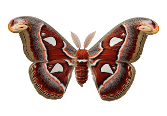 Hyalophora Cecropia Moth Butterfly Insect Specimen Photography Image Isolated on Transparent Background