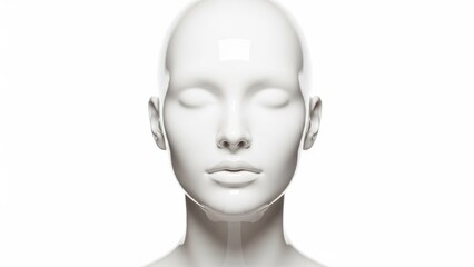 Sleek minimalist white mannequin head representing a blank canvas for human identity and