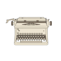 Vintage Typewriter Illustration Isolated on White Background