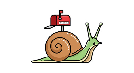 Whimsical Snail Mail Delivery Cartoon Illustration © SAQUEEN
