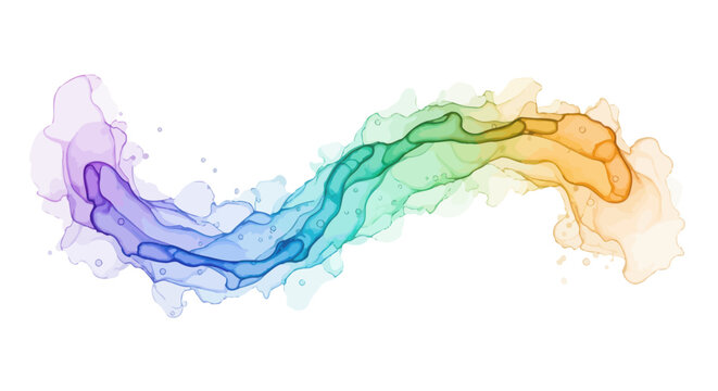 Abstract alcohol ink gradient with flowing vibrant colors on white background