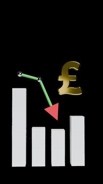 British Pound Currency Market Crash with Downward Trend Graph - Transparent Background