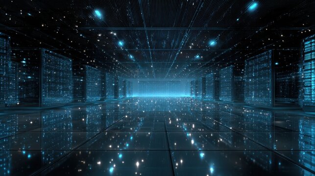 Futuristic digital data center server room - Powered by Adobe