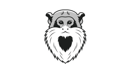 Tamarino monkey face logo with heart shaped beard © SAQUEEN