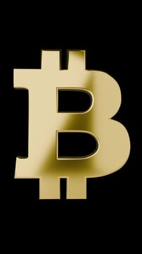 Golden Bitcoin Cryptocurrency Symbol - Transparent Background 3D Render