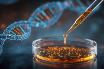 A DNA strand is being poured into a test tube