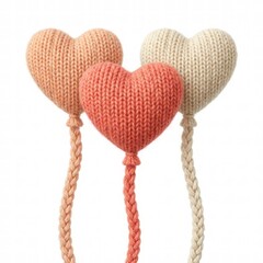 Colorful Knitted Hearts with Braided Strings for Home Decor