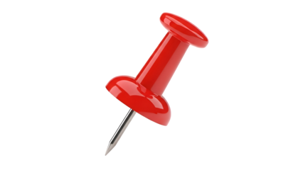 Red push pin on white background
