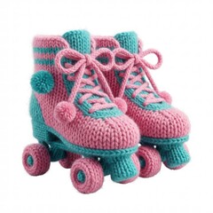 Colorful Handmade Knitted Roller Skates for Kids and Decoration