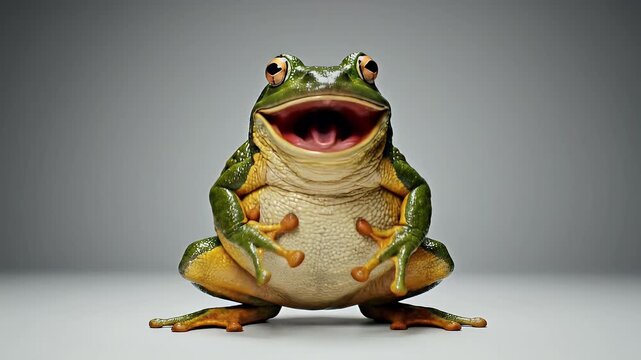 Frog with Natural Texture Standing Upright and Dancing with Funny Exaggerated Movements