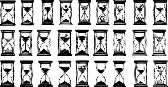 Hourglass Collection: Vintage Timekeeping in Detailed Vector Art