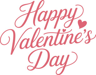 Obraz premium Happy valentines day handwritten pink script lettering with small heart element on gray background