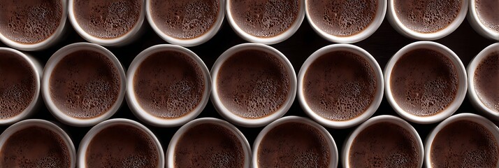 cups of coffee, row, banner, art