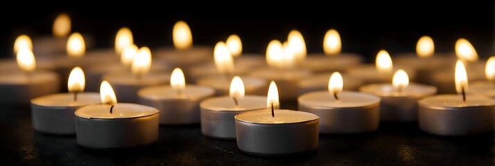 burning candles in the dark, banner