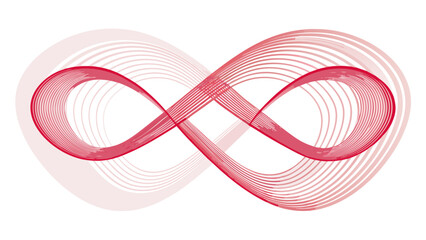 Vibrant pink infinity symbol with dynamic curved lines and gradient effect