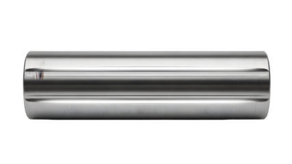 Shiny stainless steel cylindrical rod isolated on white background for industrial use