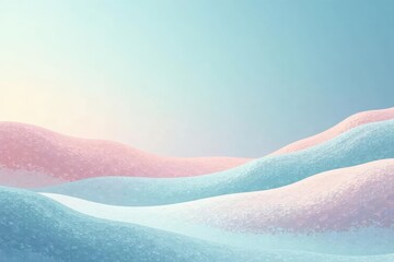 Pastel Hillscape Soft, Dreamy Undulations of Pink and Blue under a Serene Sky