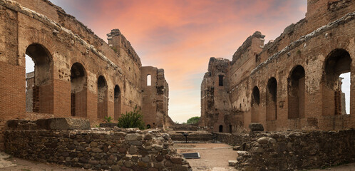 Pergamon ancient city. Temple of Separation or Red Basilicas. A monumental landmark in the city of Pergamon. Izmir, T&uuml;rkiye