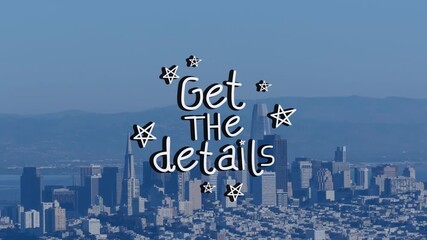 Handdrawn Get T H E details appearing first frame staying over coastal skyline stars drawing focus