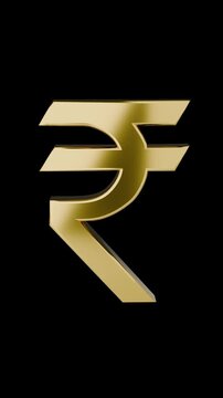 Golden Indian Rupee Currency Symbol - 3D Financial Concept