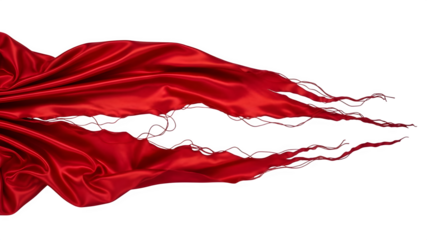 Torn Red Silk Fabric Isolated on White Background for Banner or Design Projects