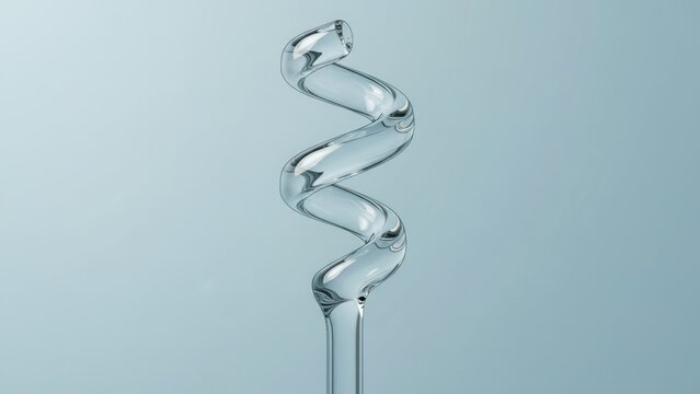Elegant clear spiral structure gracefully ascending against a serene light blue backdrop with - Powered by Adobe