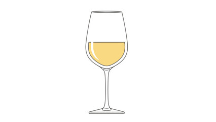 Elegant Glass of White Wine Isolated on a Clean Background.