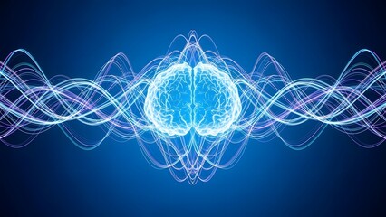 Glowing blue brain with vibrant neural network connections pulsing with energy