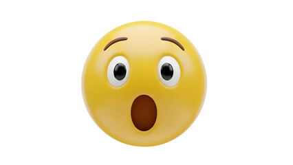 Shocked Face Emoji 3D Rendering