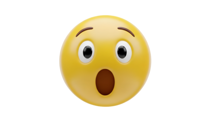 Shocked Face Emoji 3D Rendering