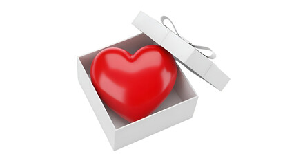 Red Heart in White Gift Box