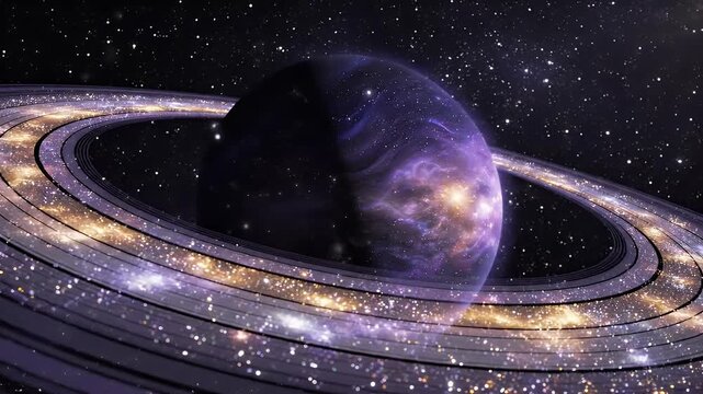 Shani Jayanti Abstract Spiritual Background Inspired by Planet Saturn with Slow Rotating Cosmic Rings