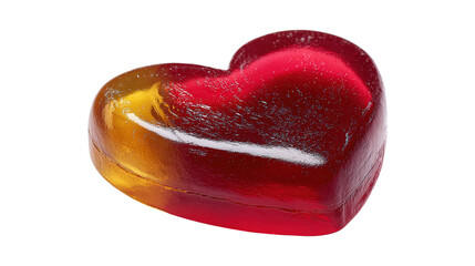 Single yellow red heart shaped gummy candy sweets love symbol food concept design