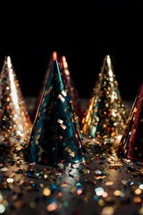 Shiny Party Hats with Festive Confetti