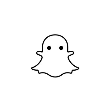 Clean line art snapchat ghost logo with minimal detailing, suitable for modern social media and messaging interface designs.