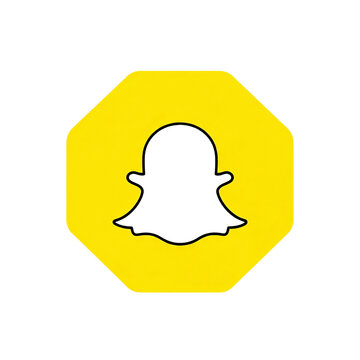 Yellow octagon snapchat logo with white ghost icon, offering a geometric creative take on classic social media branding.